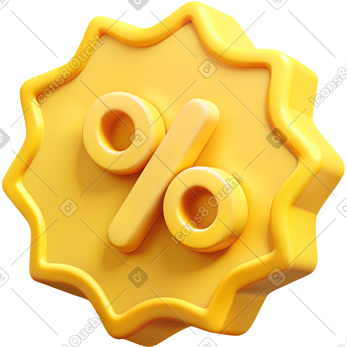 Gelbes rabattetikett aus kunststoff-Illustration im 3D Cutie-Stil als Download in PNG, SVG