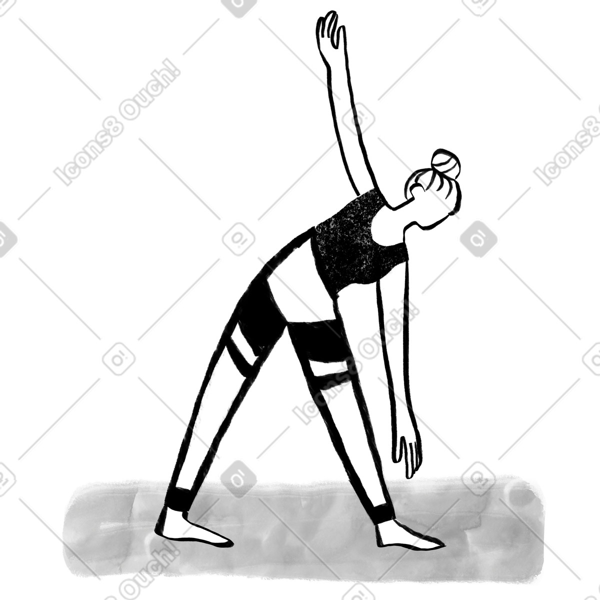 Schwarzweiss-frau, die yoga tut-Illustration im Company-Stil als Download in PNG, SVG