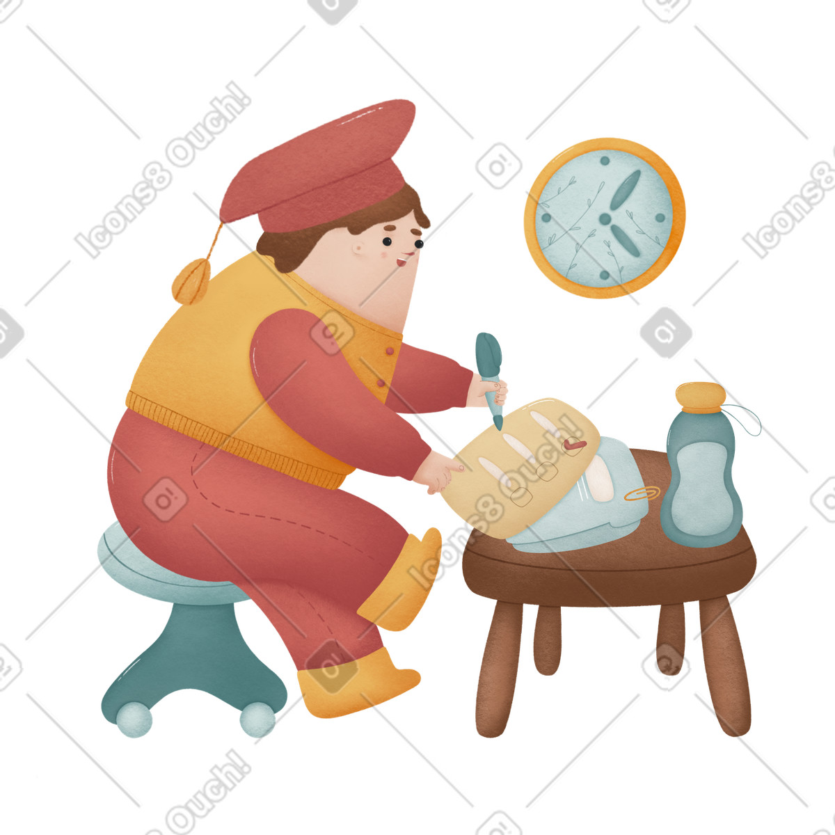 Mädchen sitzt und besteht die abschlussprüfungen-Illustration im Woolly-Stil als Download in PNG, SVG