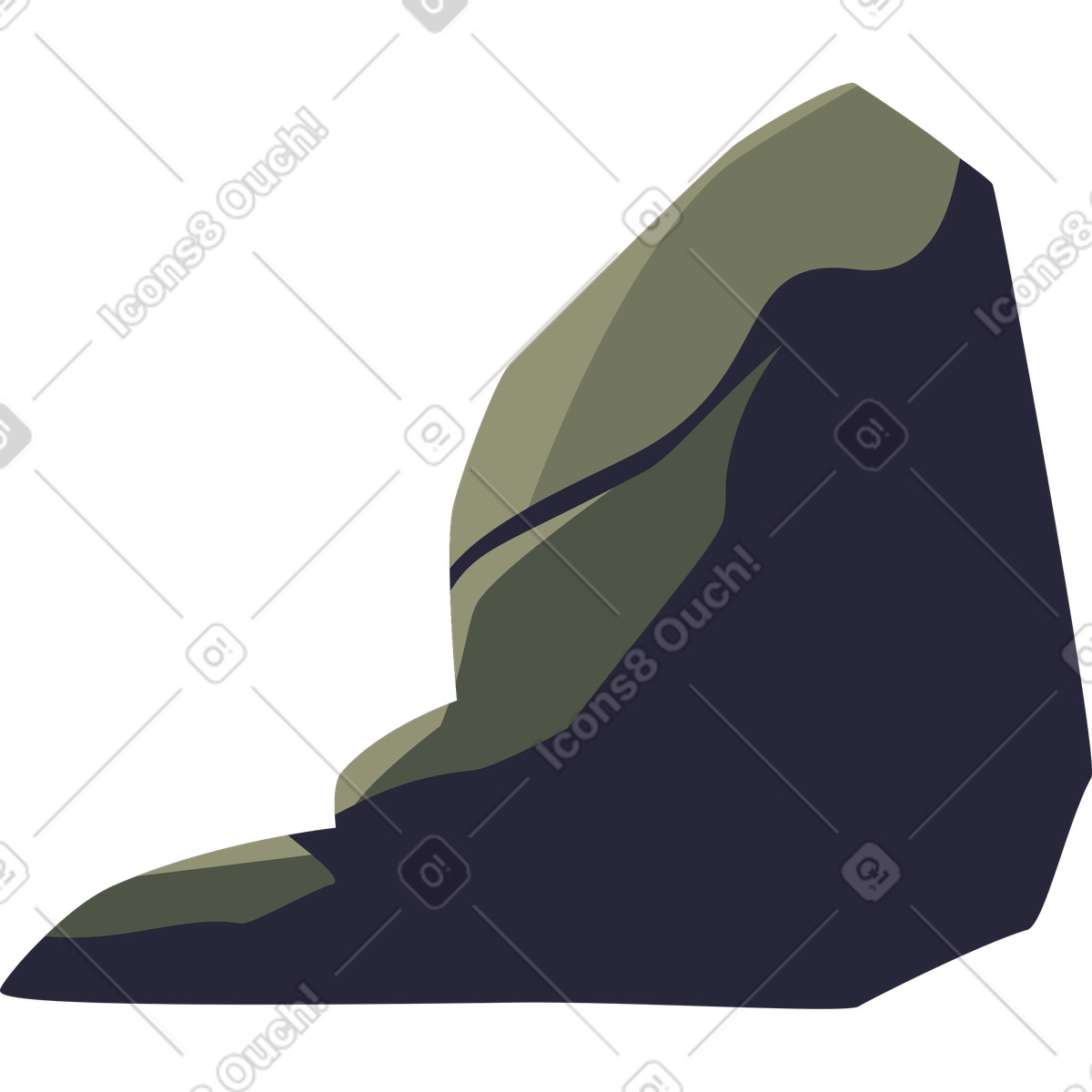Boulder in the moss illustration Vivid style download PNG, SVG
