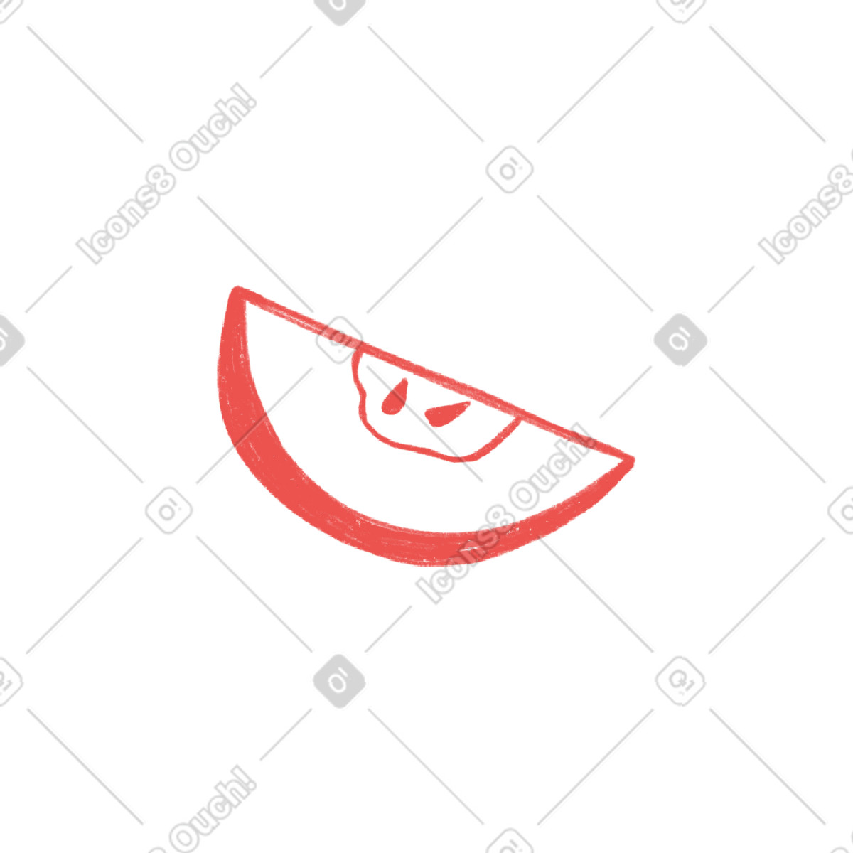 Red apple slice illustration in Biro style download in PNG, SVG