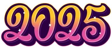 Colorful 2025 text with a gradient effect - Lettering style illustration