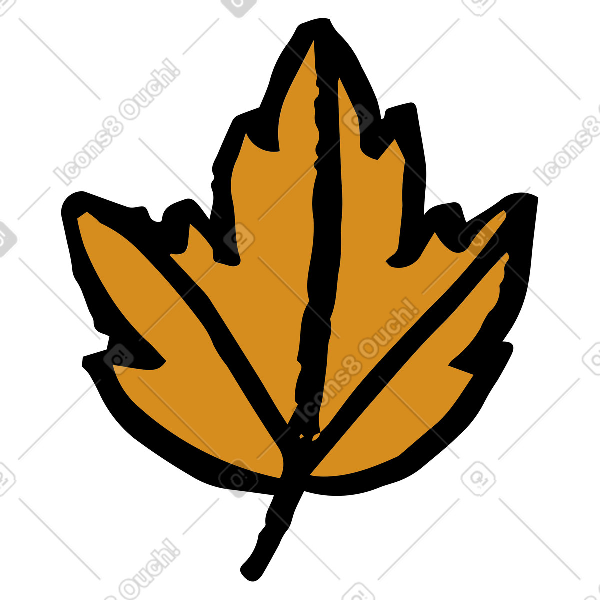 Scandi 스타일의 오렌지색 단풍잎 일러스트레이션 PNG, SVG 다운로드