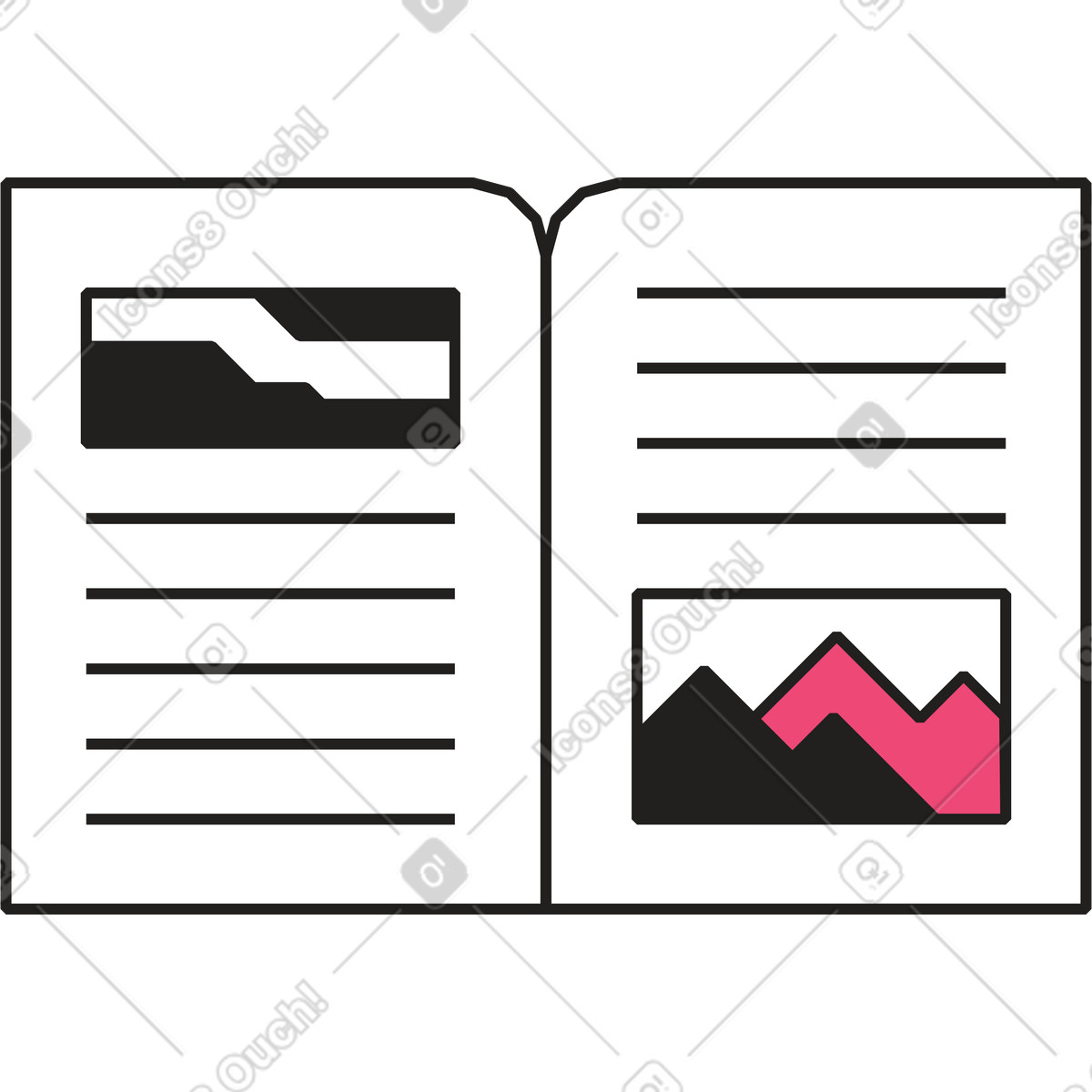 Libro illustrato aperto illustrazione in stile Dazzle Line scarica in PNG, SVG