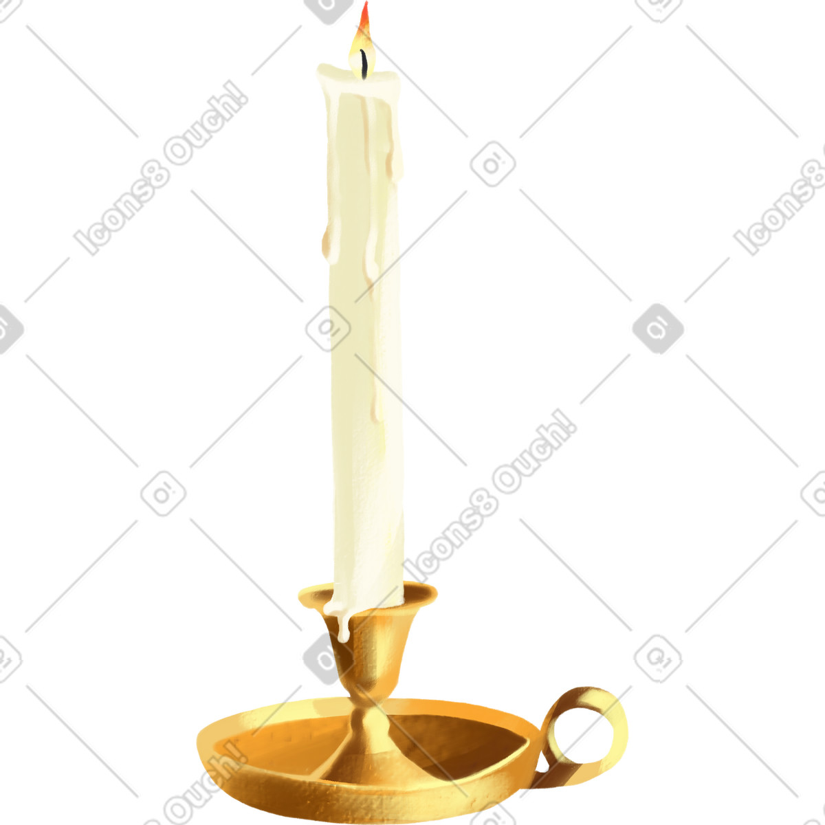 Candle in a candlestick illustration Sunday style download PNG, SVG