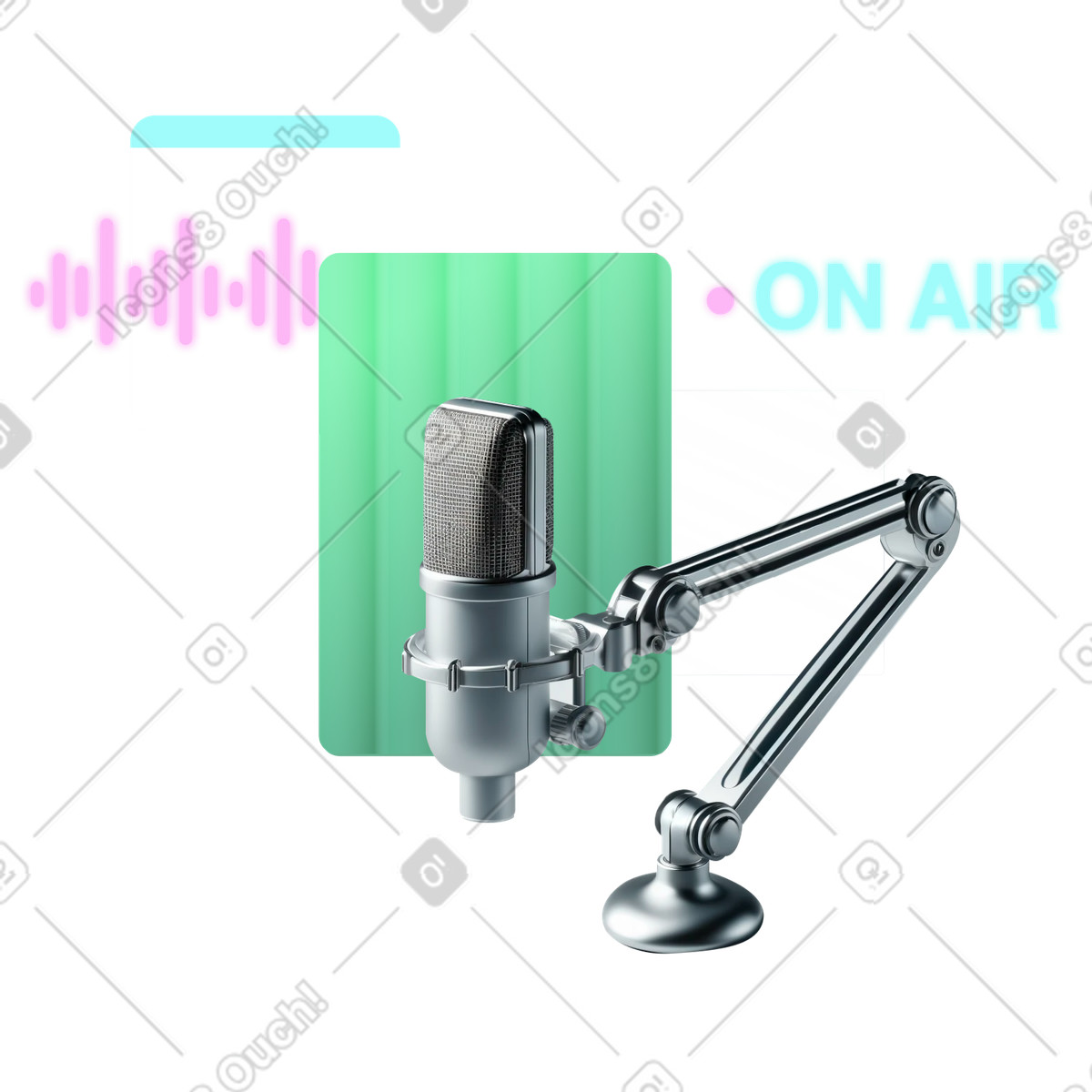 Ilustración Micrófono para transmisión de radio en vivo. estilo Chromed a descargar PNG y SVG