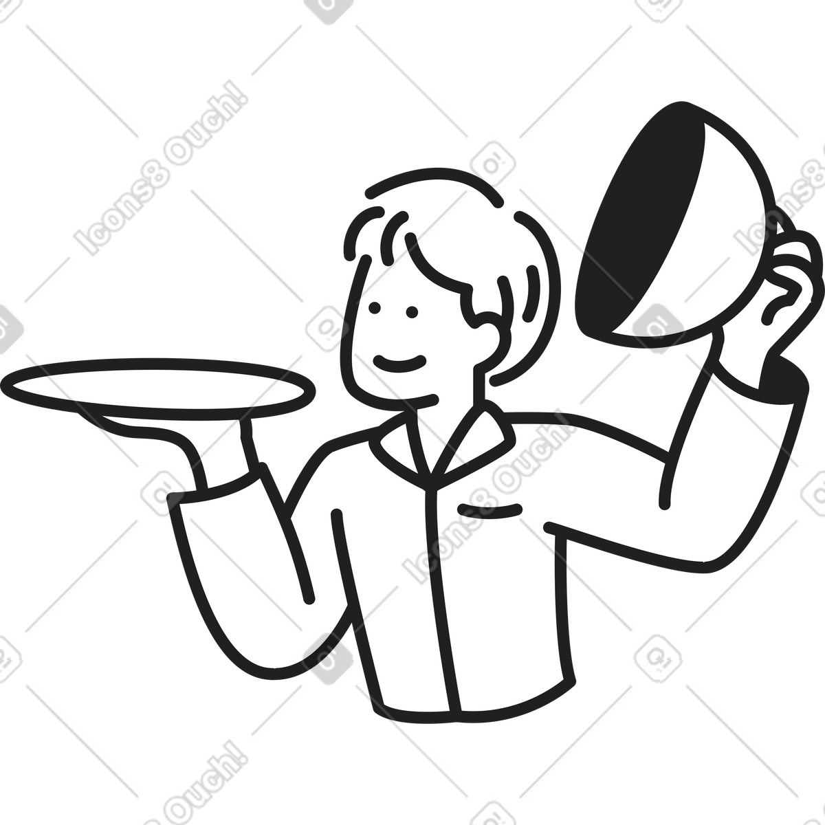 Man with platter illustration in Little style download in PNG, SVG