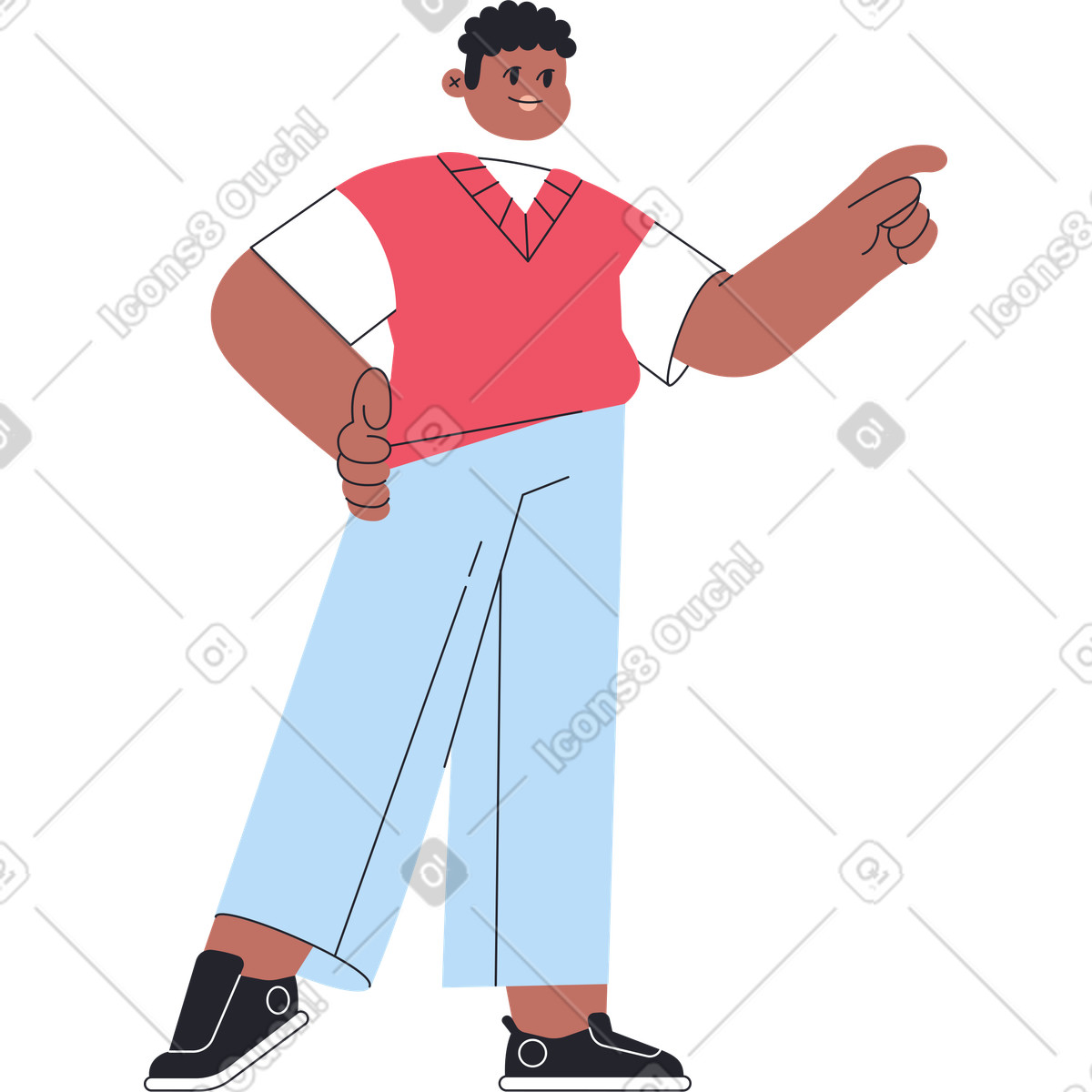 下载 Boba 风格的 穿红背心的男人站着拿着东西 插画，支持 PNG、SVG 格式