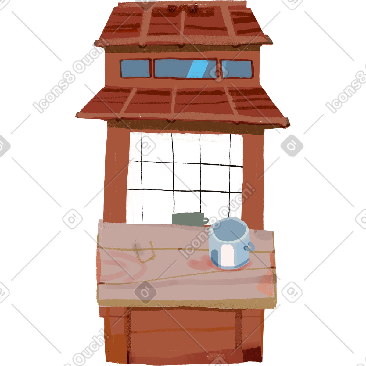 House illustration in Ikigai style download in PNG, SVG