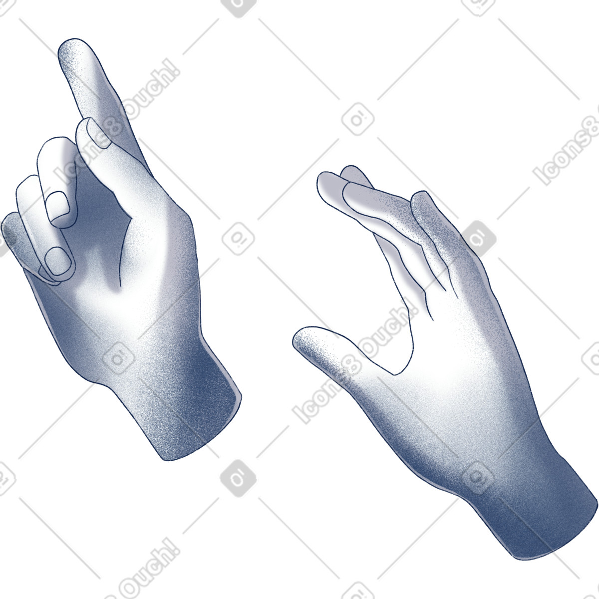Hands illustration clipart showcasing diverse hand gestures in various