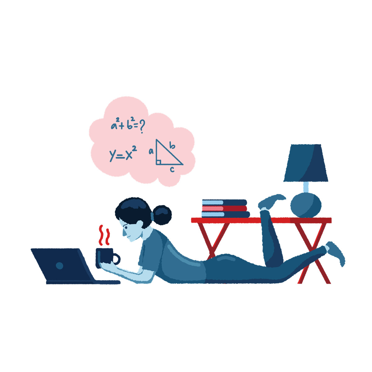 Studying math from home illustration in Cherry style download in PNG, SVG