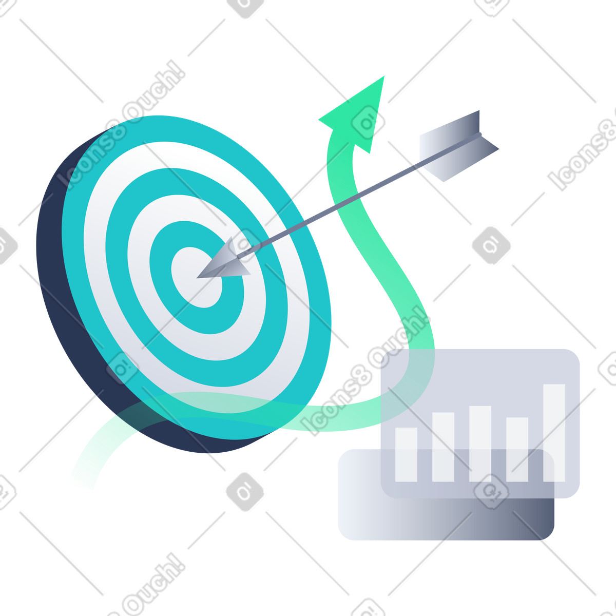 Target with chart, Market Analysis, Finding Product-Market Fit illustration in Lucent style download in PNG, SVG