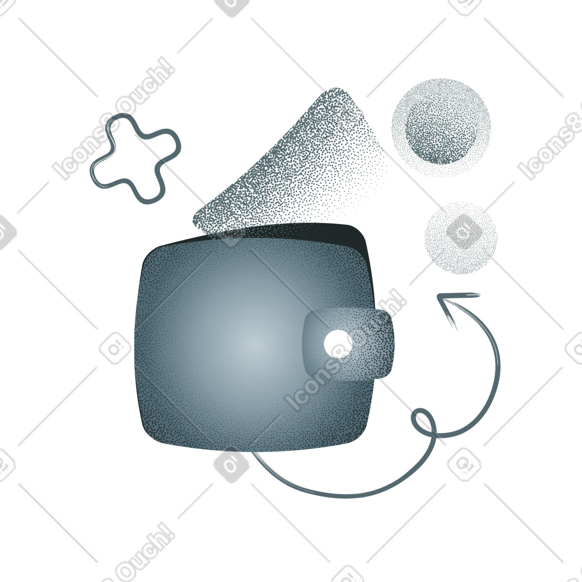 Wallet, financial transactions, coins, and exchange illustration in Grain style download in PNG, SVG