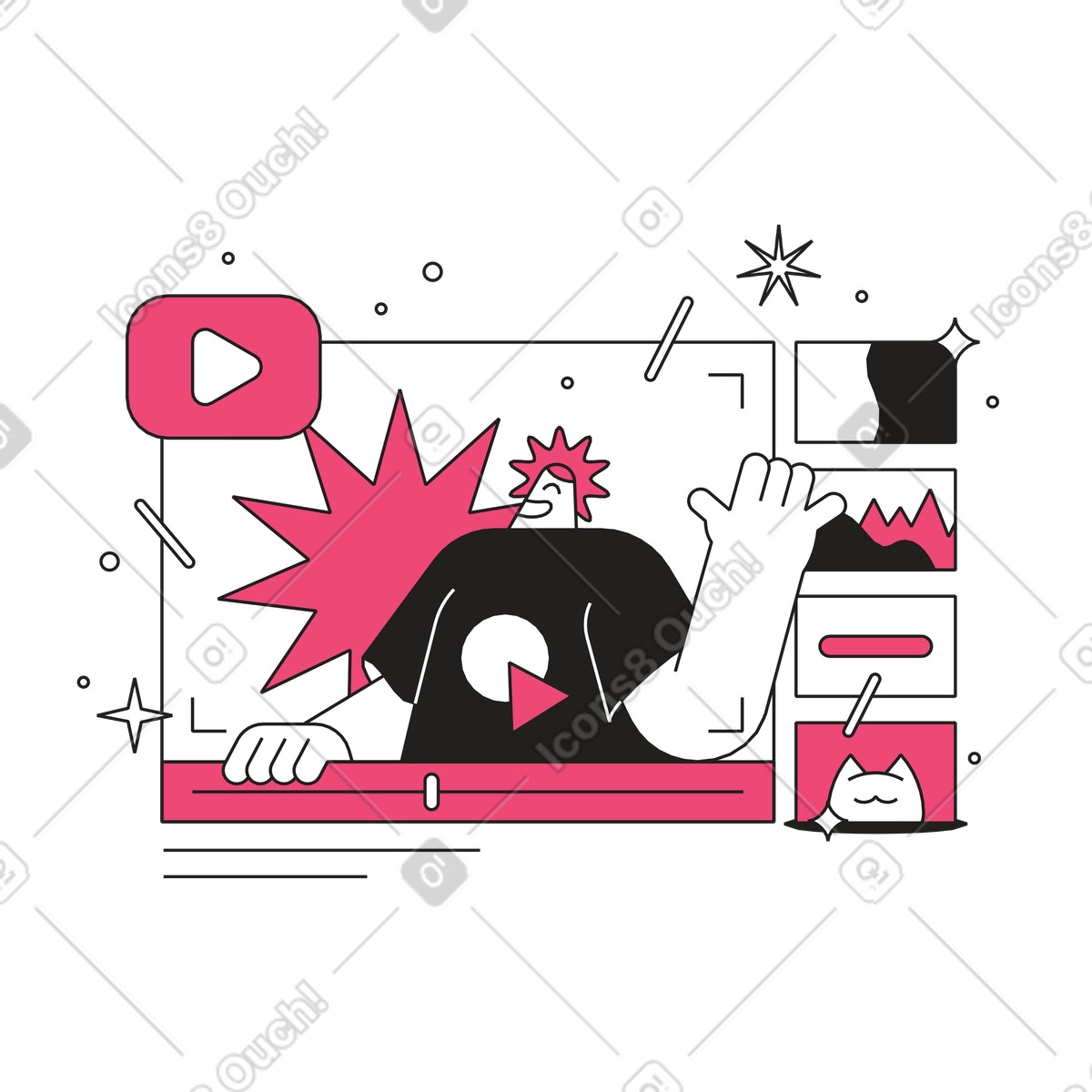 Ilustración Bloguero de videos en estilo Dazzle Line a descargar en PNG y SVG