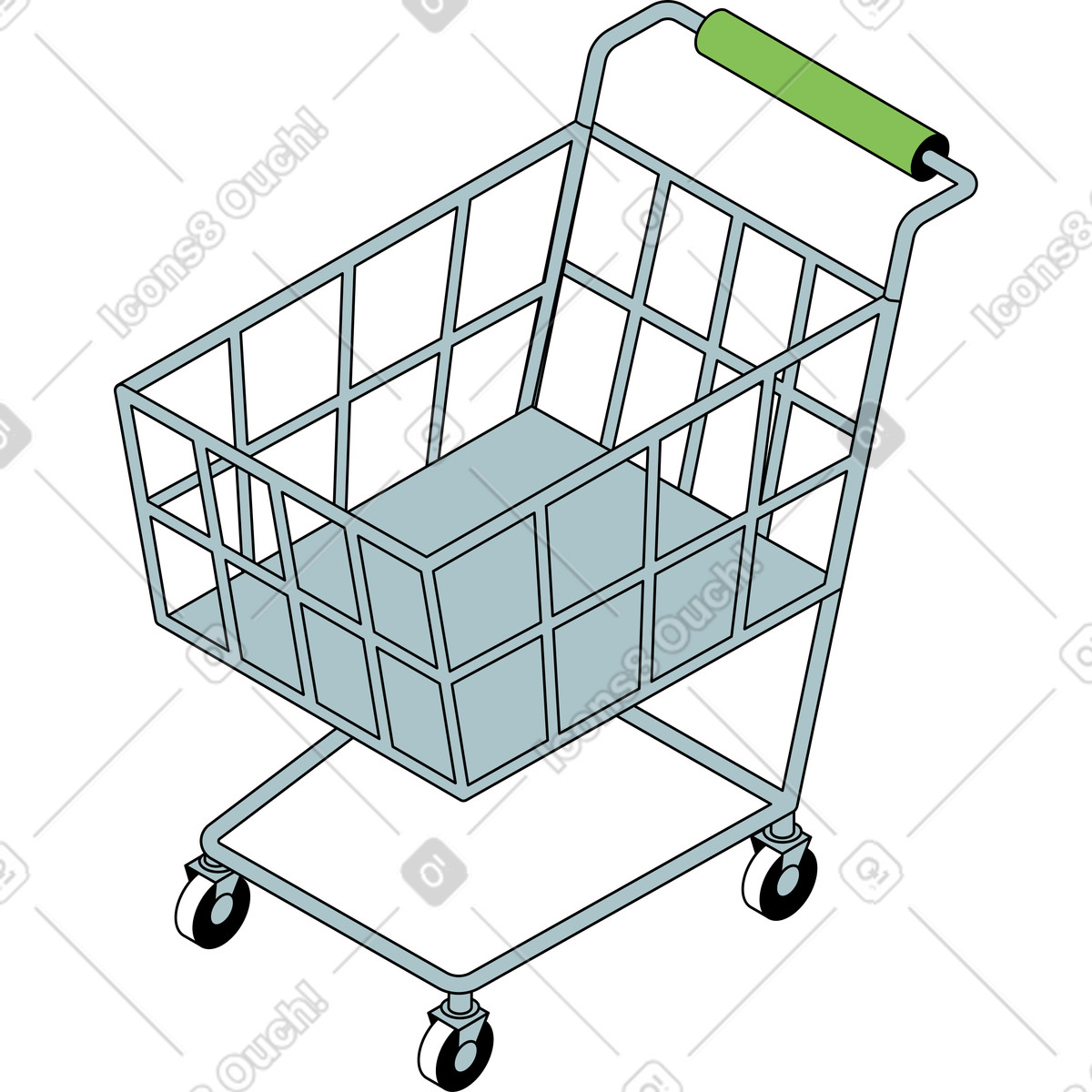 Einkaufswagen-Illustration im Isometric-Stil als Download in PNG, SVG