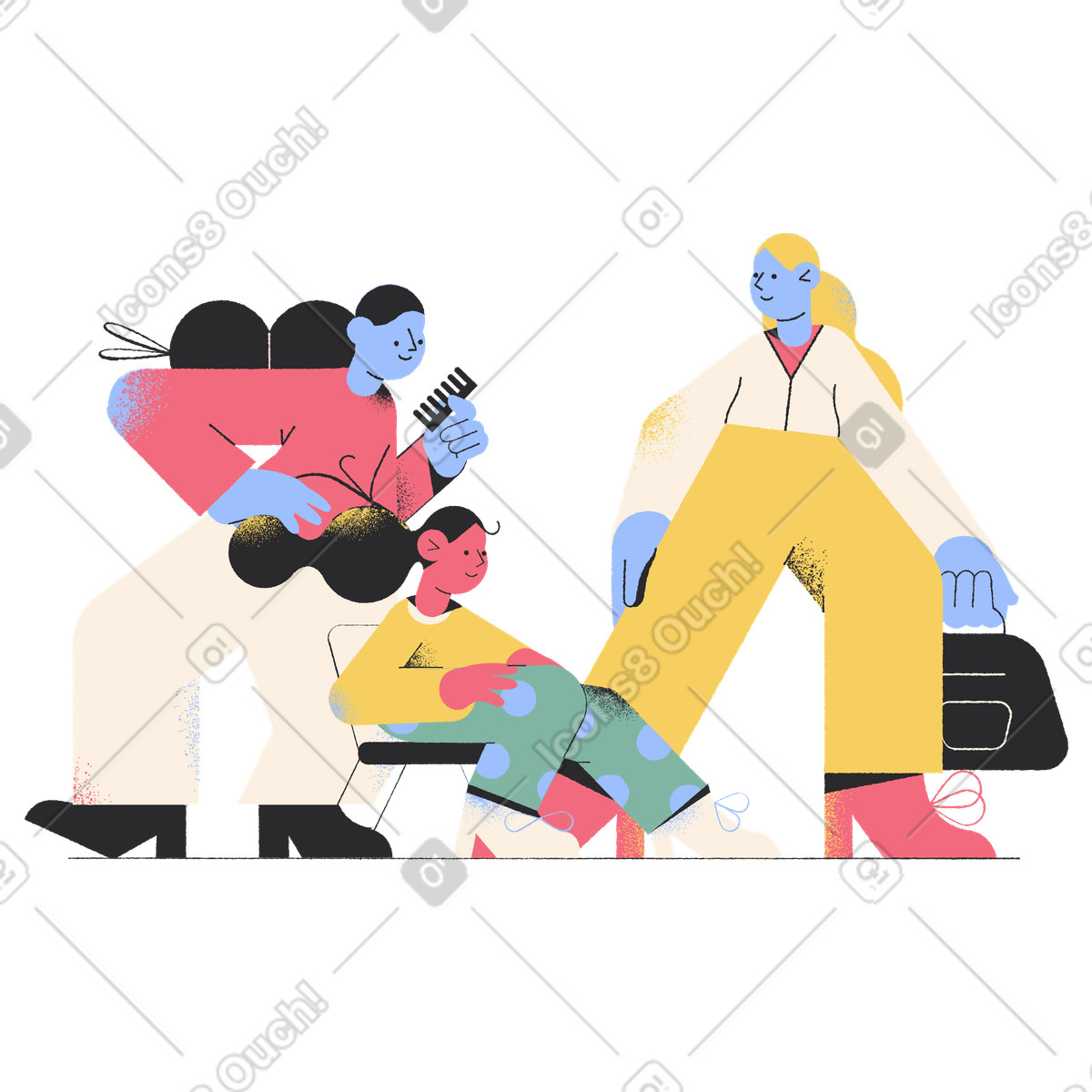 Getting ready for school/work in the morning illustration Pablo style download PNG, SVG