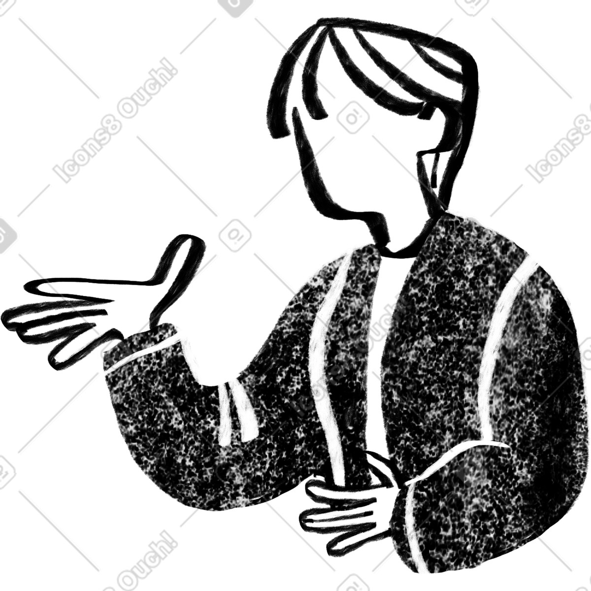 Ilustração de Corpo preto e branco uma pessoa com cabelo curto em no estilo Company para baixar em PNG, SVG