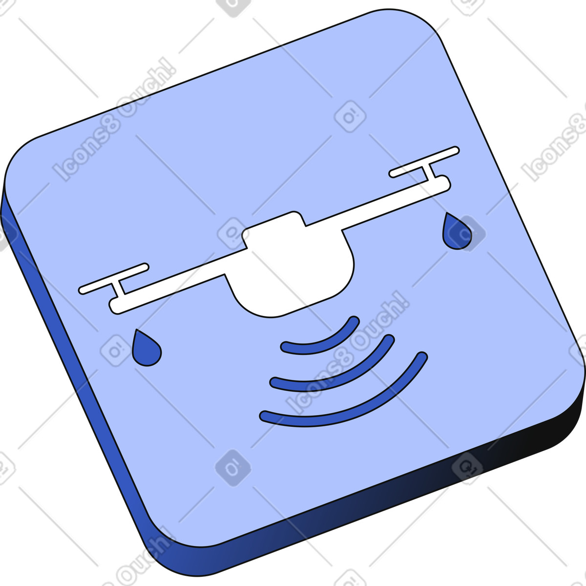 Ilustração de Ícone drone pulverização água em no estilo Techny para baixar em PNG, SVG