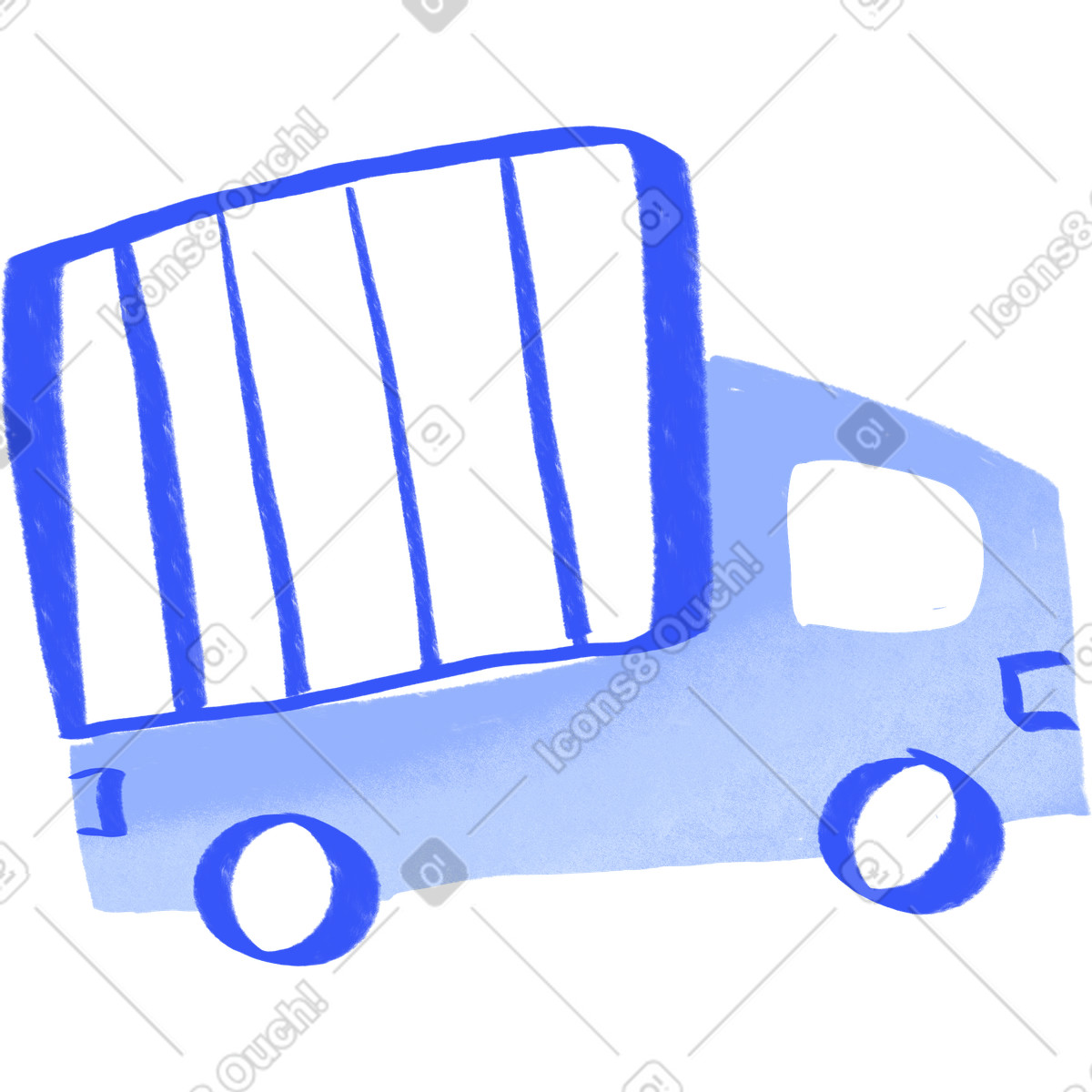 Ilustração de Caminhão azul em no estilo Quirky para baixar em PNG, SVG