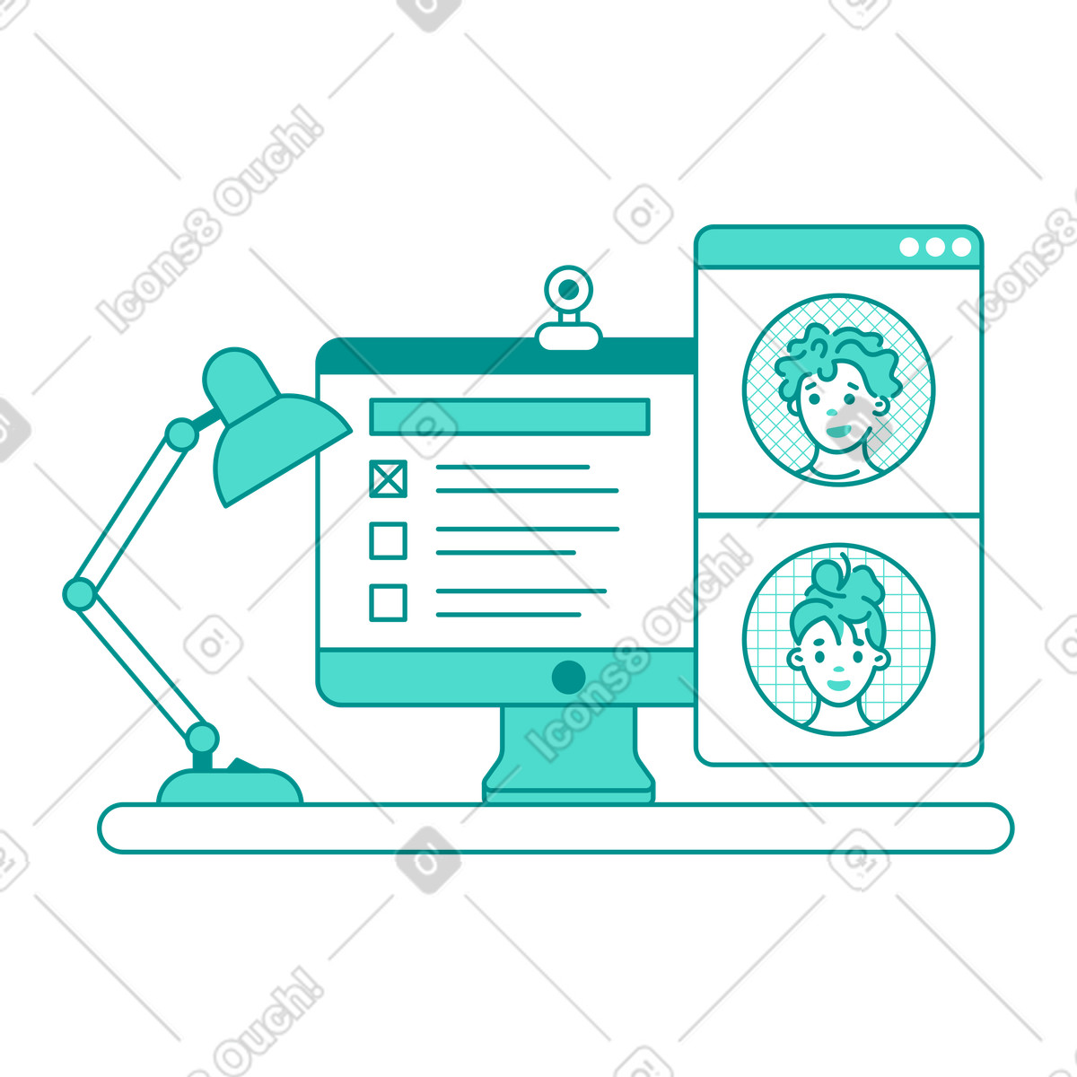 Taking test during online lesson illustration in PNG, SVG