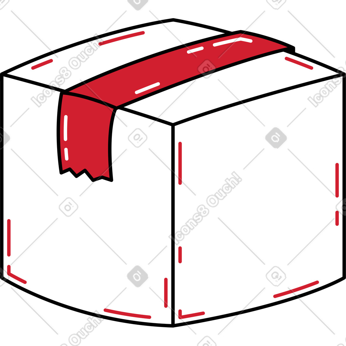 Closed box with tape illustration in Ruby style download in PNG, SVG