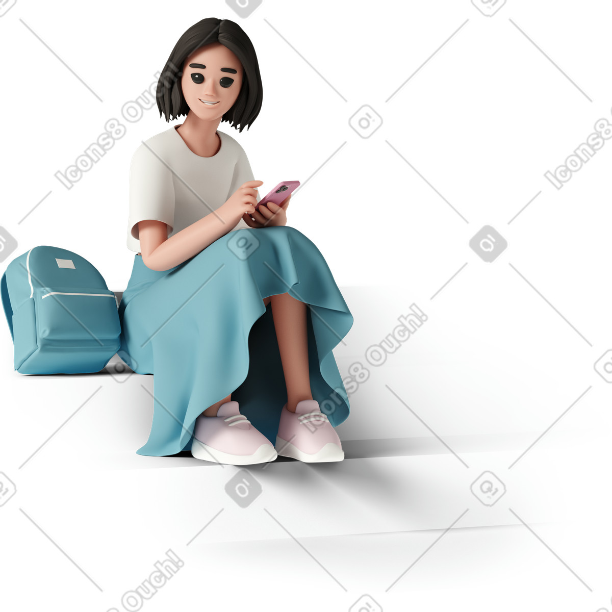 Young woman student sitting on steps illustration college clipart educational graphics