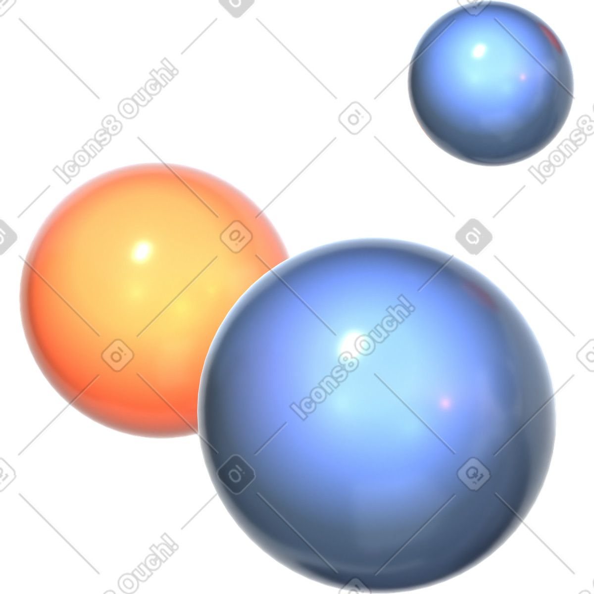 Glass balls illustration in 3D Glassy style download in PNG, SVG