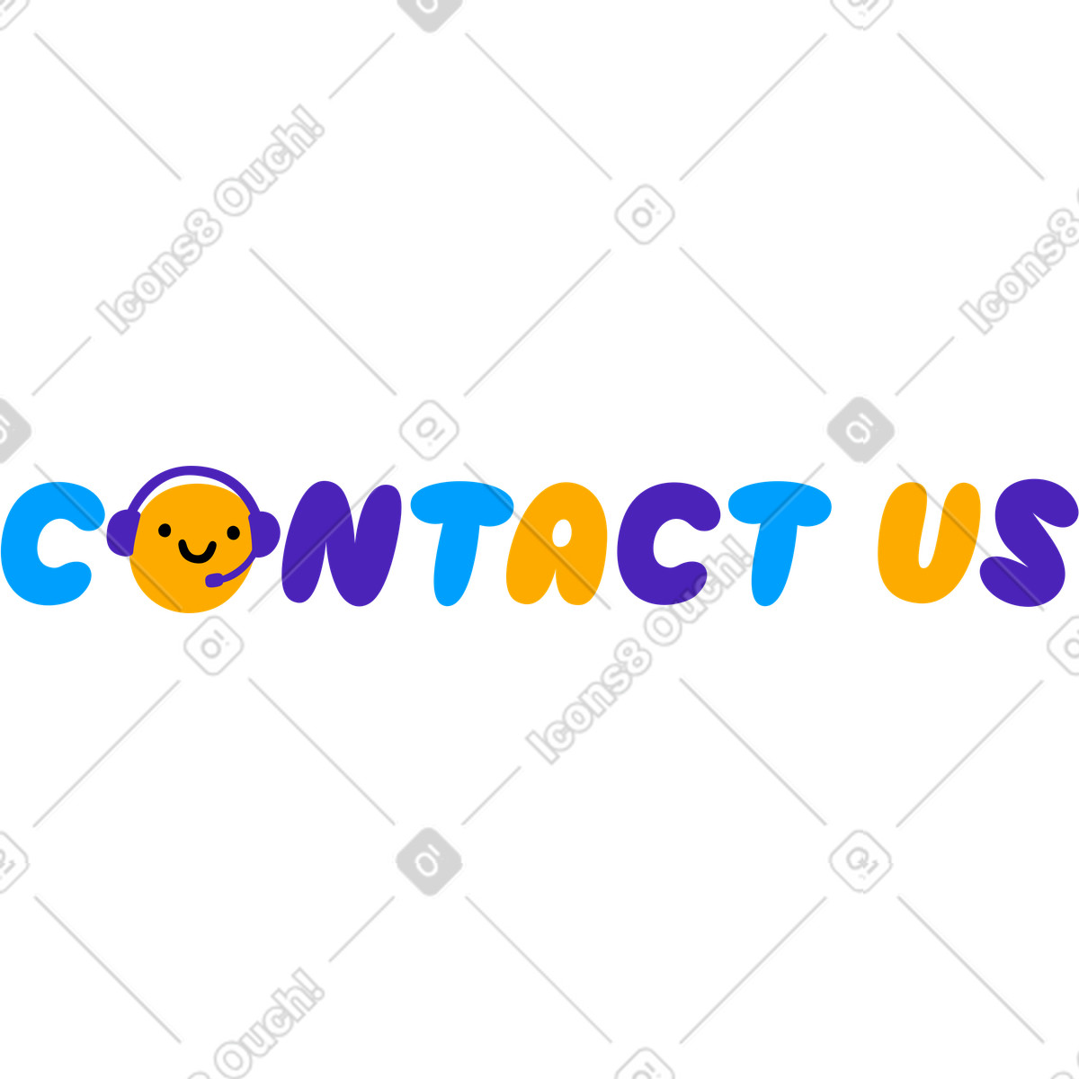 Puffy lettering sticker contact us text illustration in style download in PNG, SVG