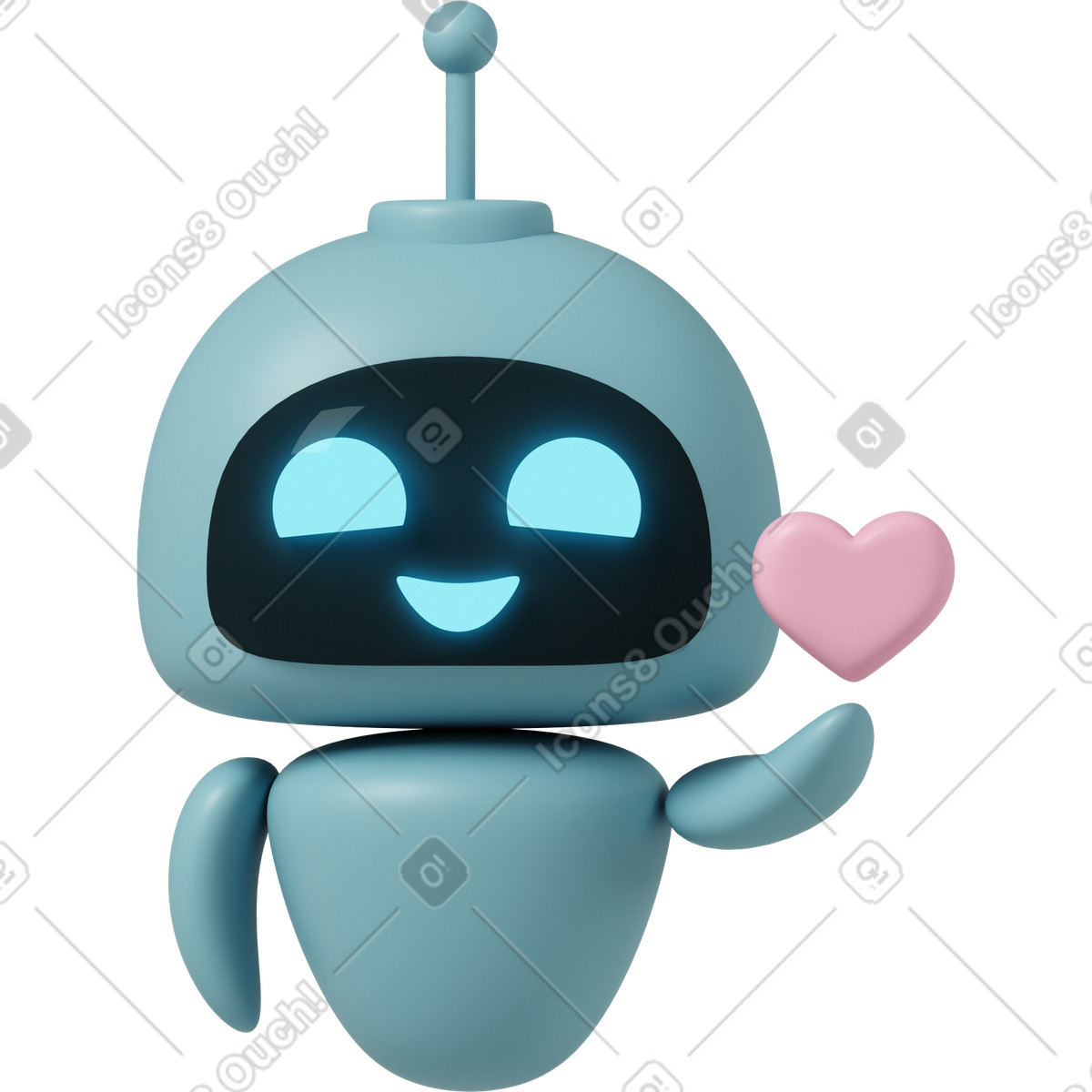 Ilustración Gpt robot with heart en estilo 3D Casual life a descargar en PNG y SVG