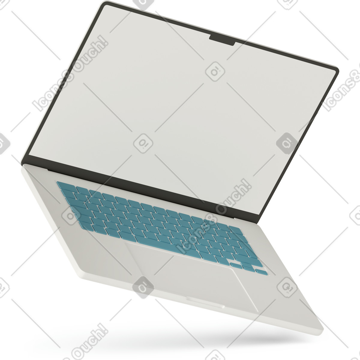下载 3D Casual life 风格的 Laptop white screen 插画，支持 PNG、SVG 格式