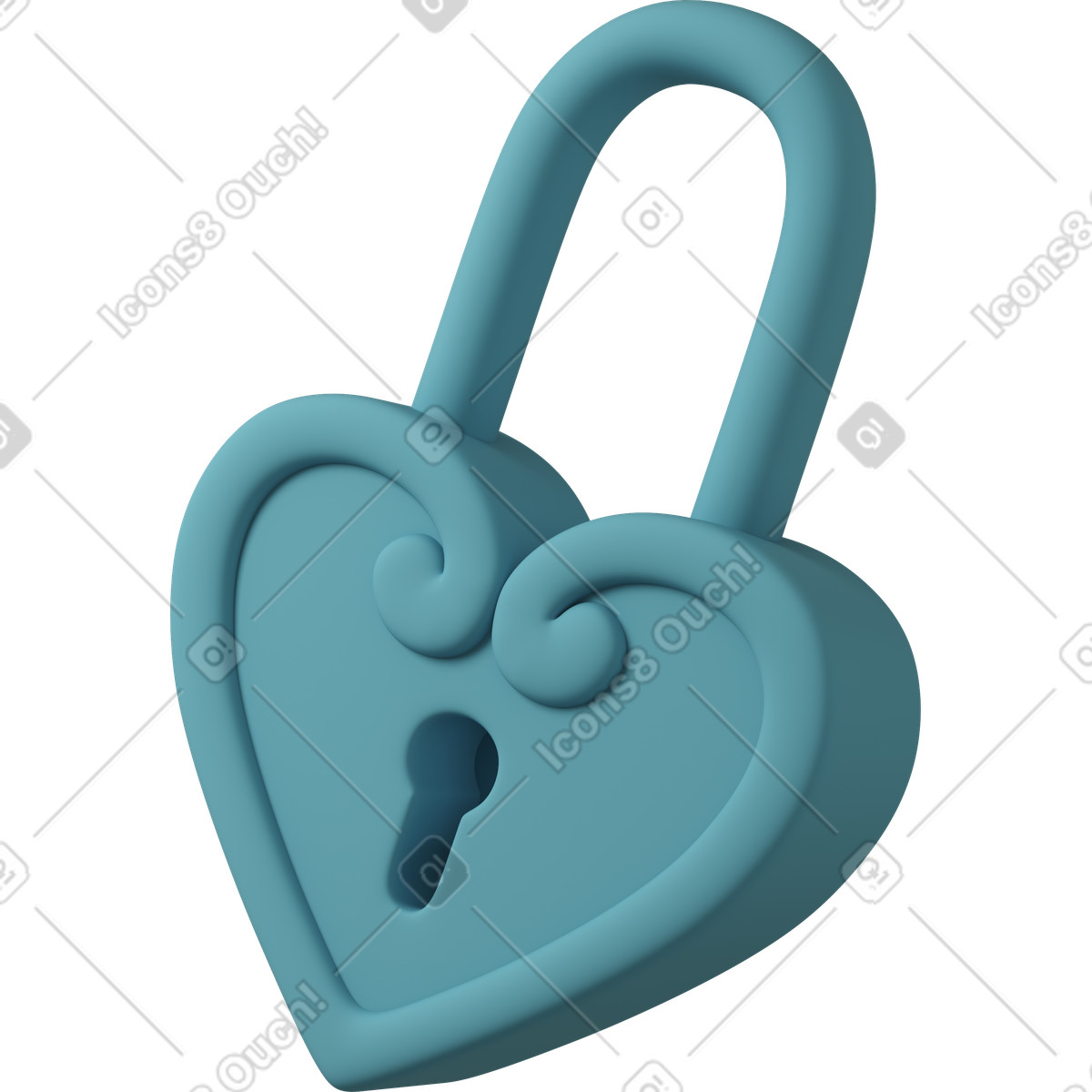 Ilustração de Heart shaped lock em no estilo 3D Casual life para baixar em PNG, SVG