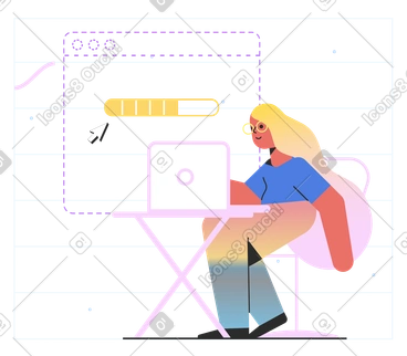 Woman downloading files on laptop PNG, SVG