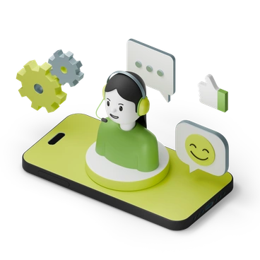 A customer service representative with headset - 3D Isometric style illustration