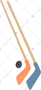 Two children's clubs and a puck PNG, SVG