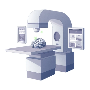 A high-tech MRI scan of a brain with highlighted areas indicating activity
