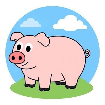 A playful illustration of a pig with a prominent snout