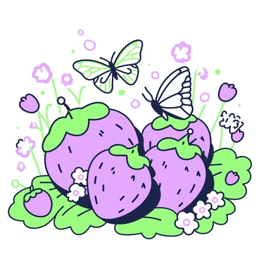 A magical garden is filled with giant strawberries, each one with vibrant textures and details. Butterflies of various shapes and sizes are landing gracefully on these strawberries. Some butterflies have intricate wing patterns, while others have smooth, delicate wings. The strawberries are lush and plump, with small droplets of dew glistening on their surfaces. Surrounding this scene are green leaves and whimsical flowers, creating a rich environment for the butterflies to explore. The overall atmosphere captures the enchanting interaction between the butterflies and the oversized fruits.