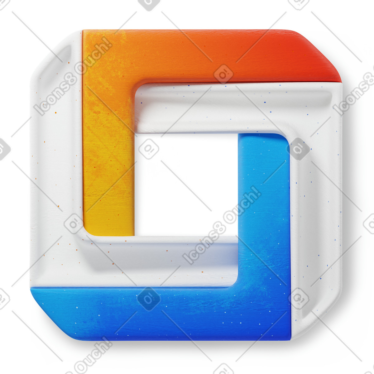 Square penrose shape with gradient orange yellow blue segments-Illustration im 3D Microsoft Fluent illustration-Stil als Download in PNG, SVG
