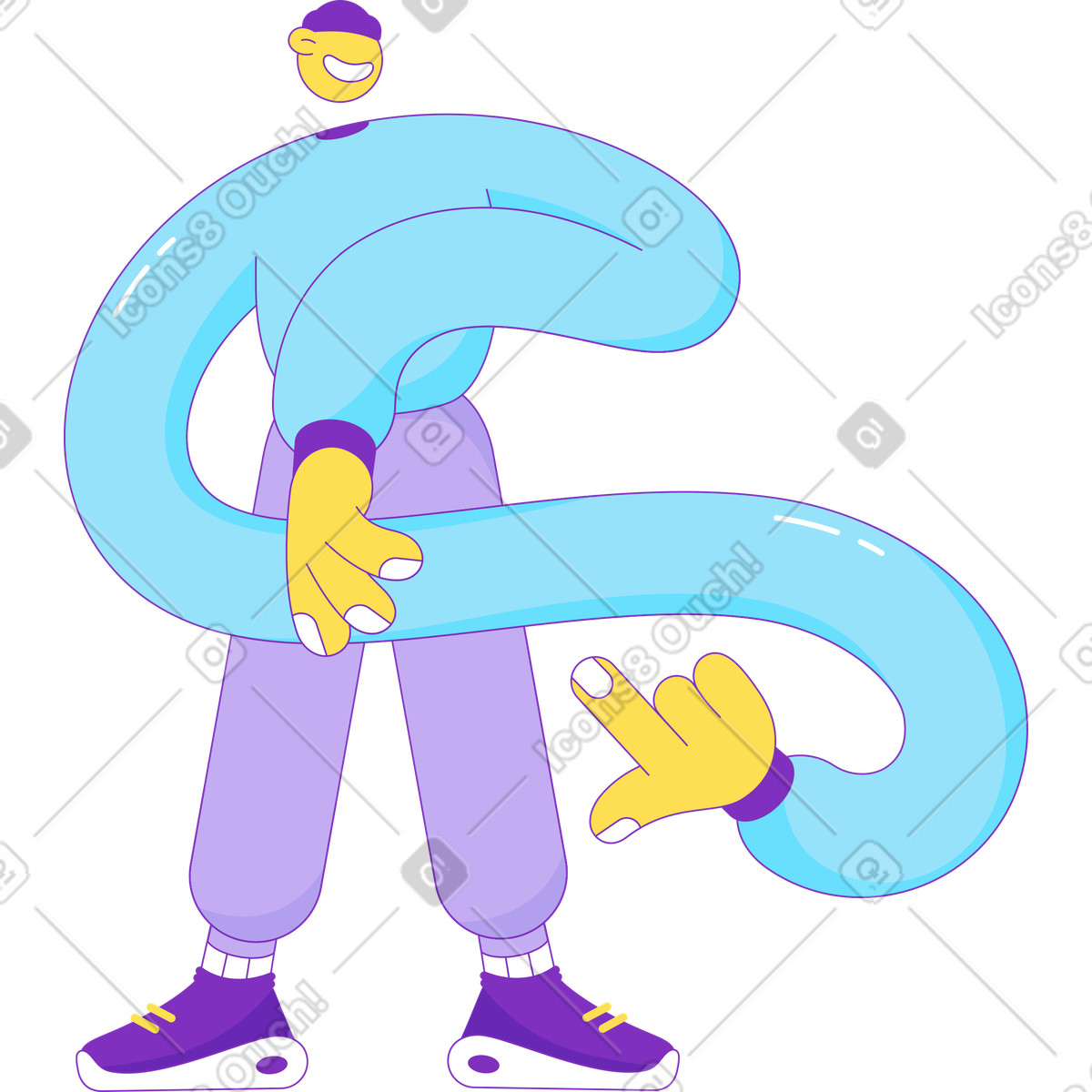 Ilustração de Homem com braços torcidos em no estilo Elastic para baixar em PNG, SVG