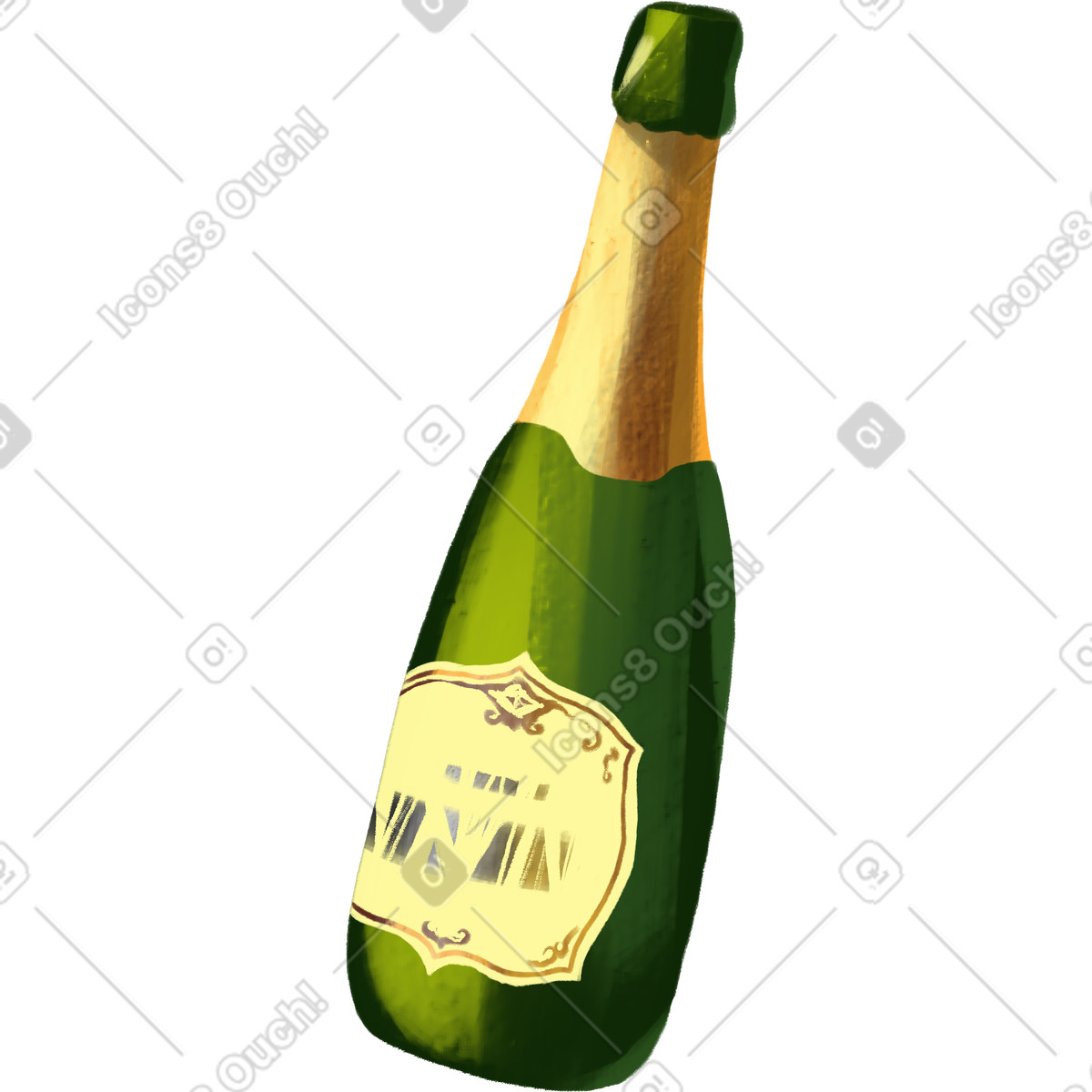 Champagne bottle illustrazione in stile Sunday scarica in PNG, SVG