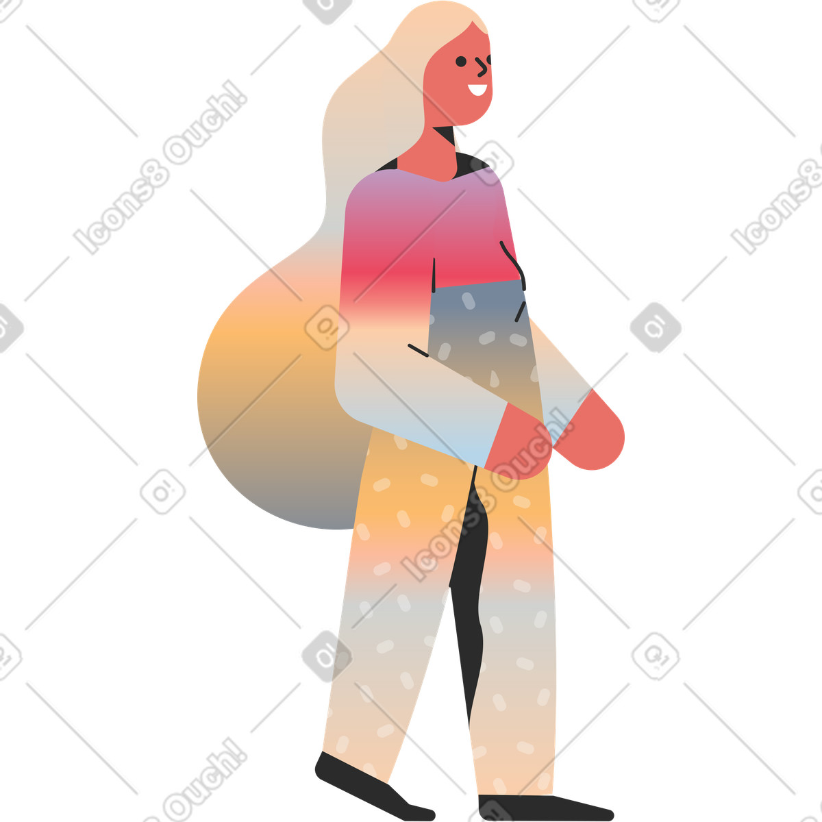 Ilustração de Menina em no estilo Marginalia para baixar em PNG, SVG