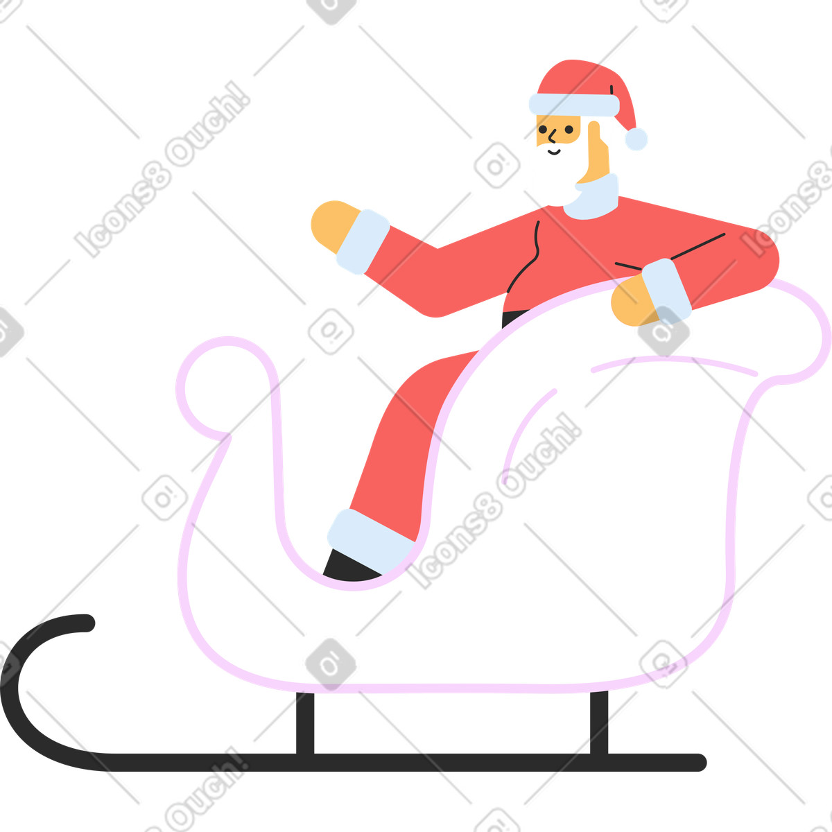 下载 Marginalia 风格的 圣诞老人在雪橇 插画，支持 PNG、SVG 格式