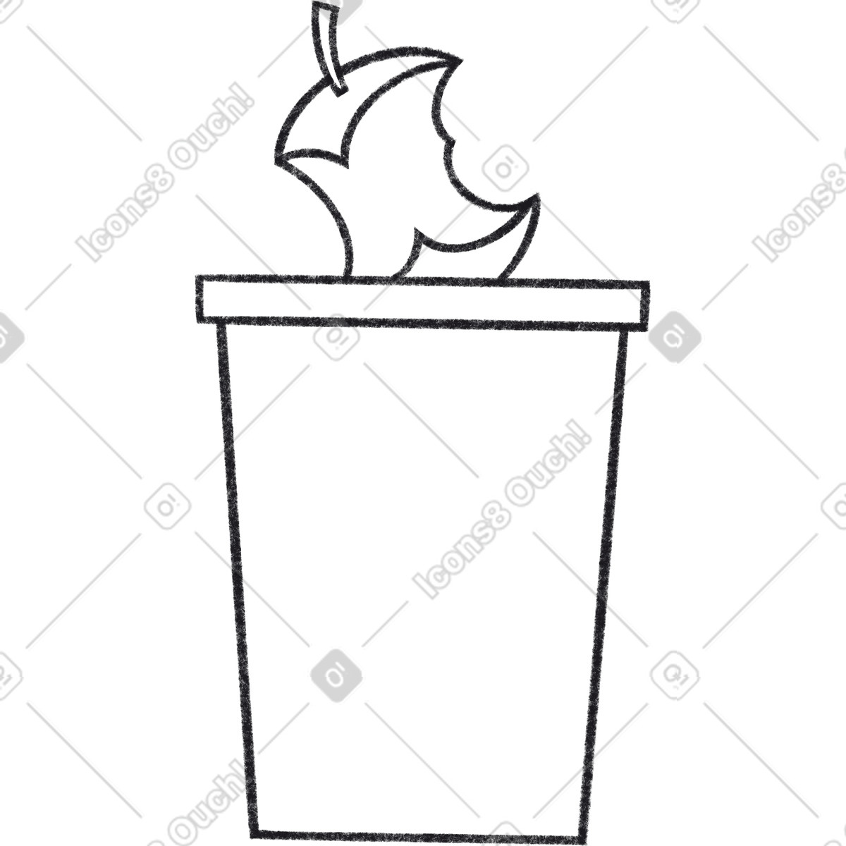 Illustration Poubelle pour déchets organiques dans le style Bonbon Line à télécharger aux formats PNG, SVG