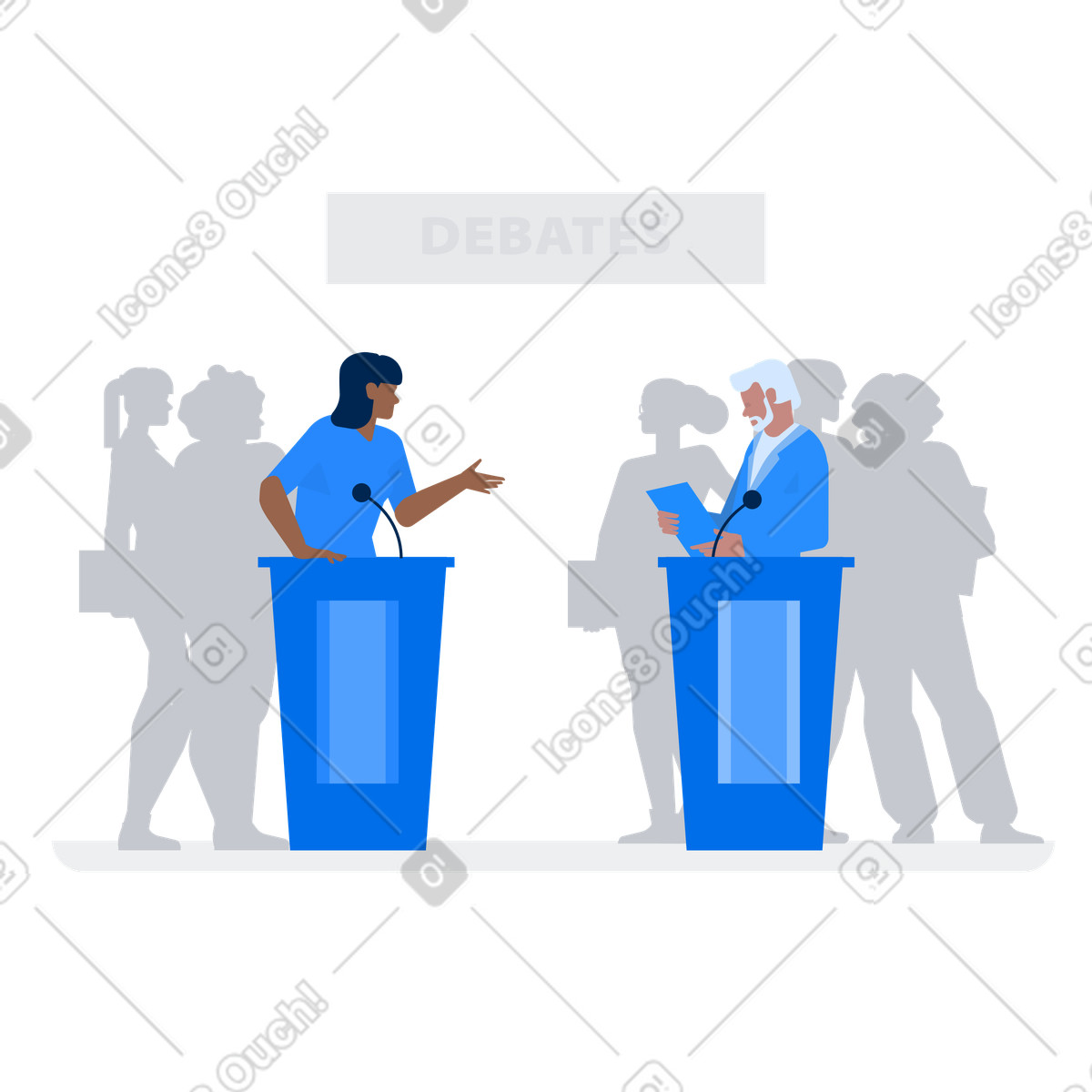 Ilustração de Debates partidários em no estilo Urban para baixar em PNG, SVG