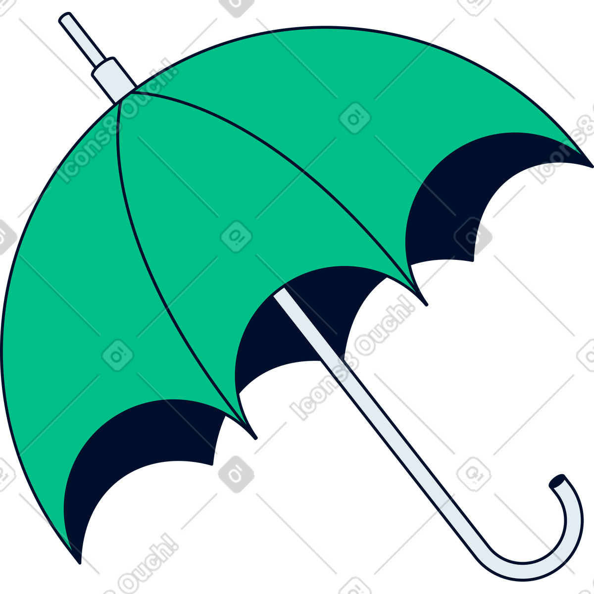 Regenschirm-Illustration im Teal-Stil als Download in PNG, SVG