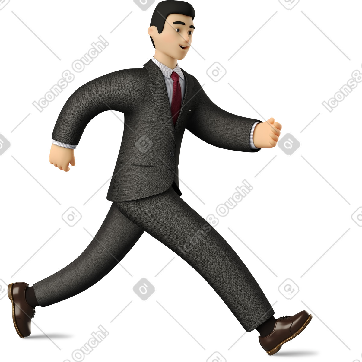 Businessman in black suit running illustration 3D Business style download PNG, SVG
