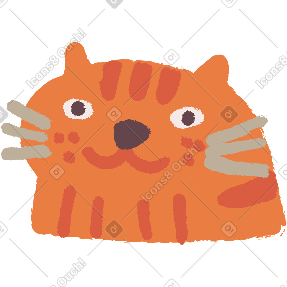 Cat head illustration in Ginger style download in PNG, SVG