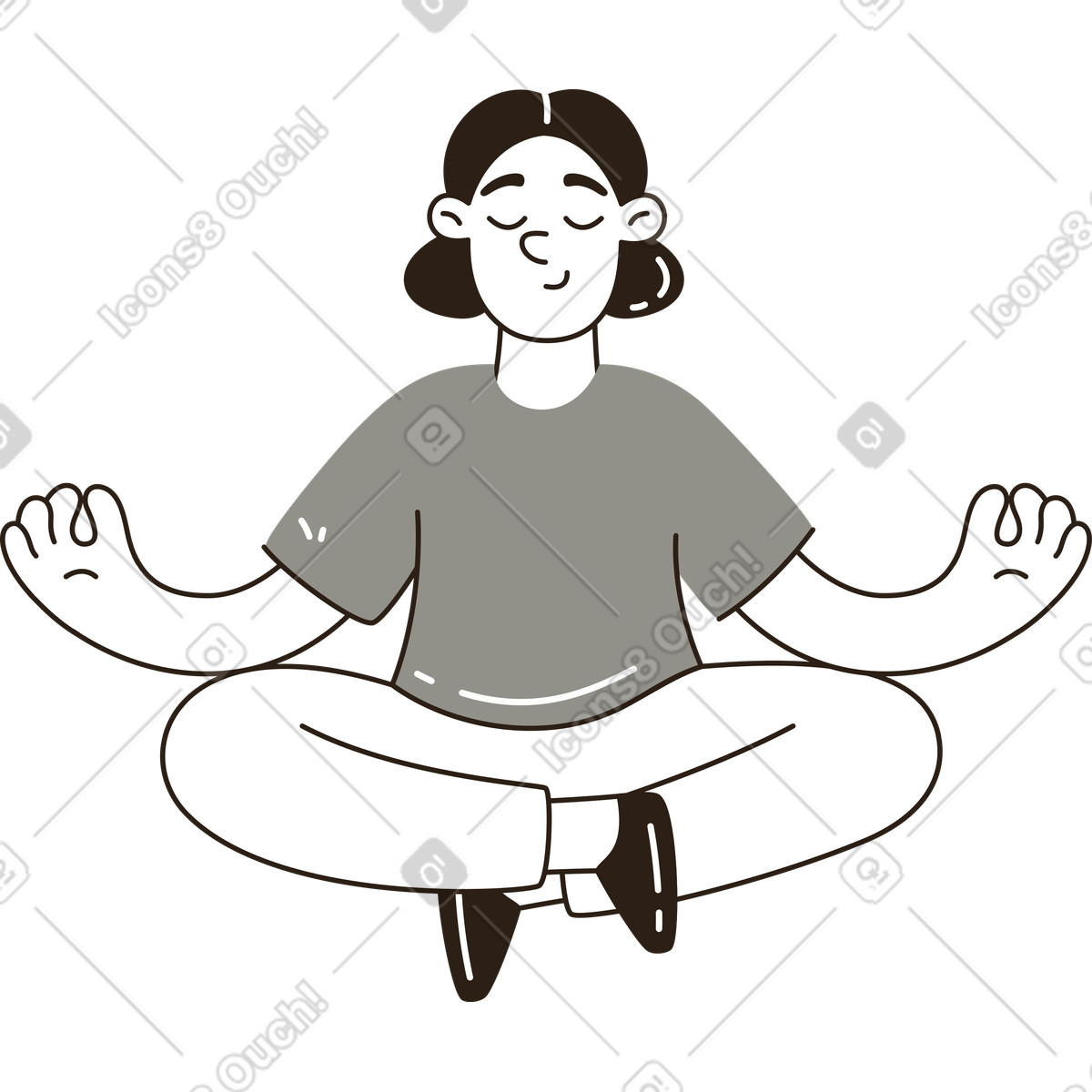 Woman meditating illustration breath clipart graphics for relaxation and mindfulness