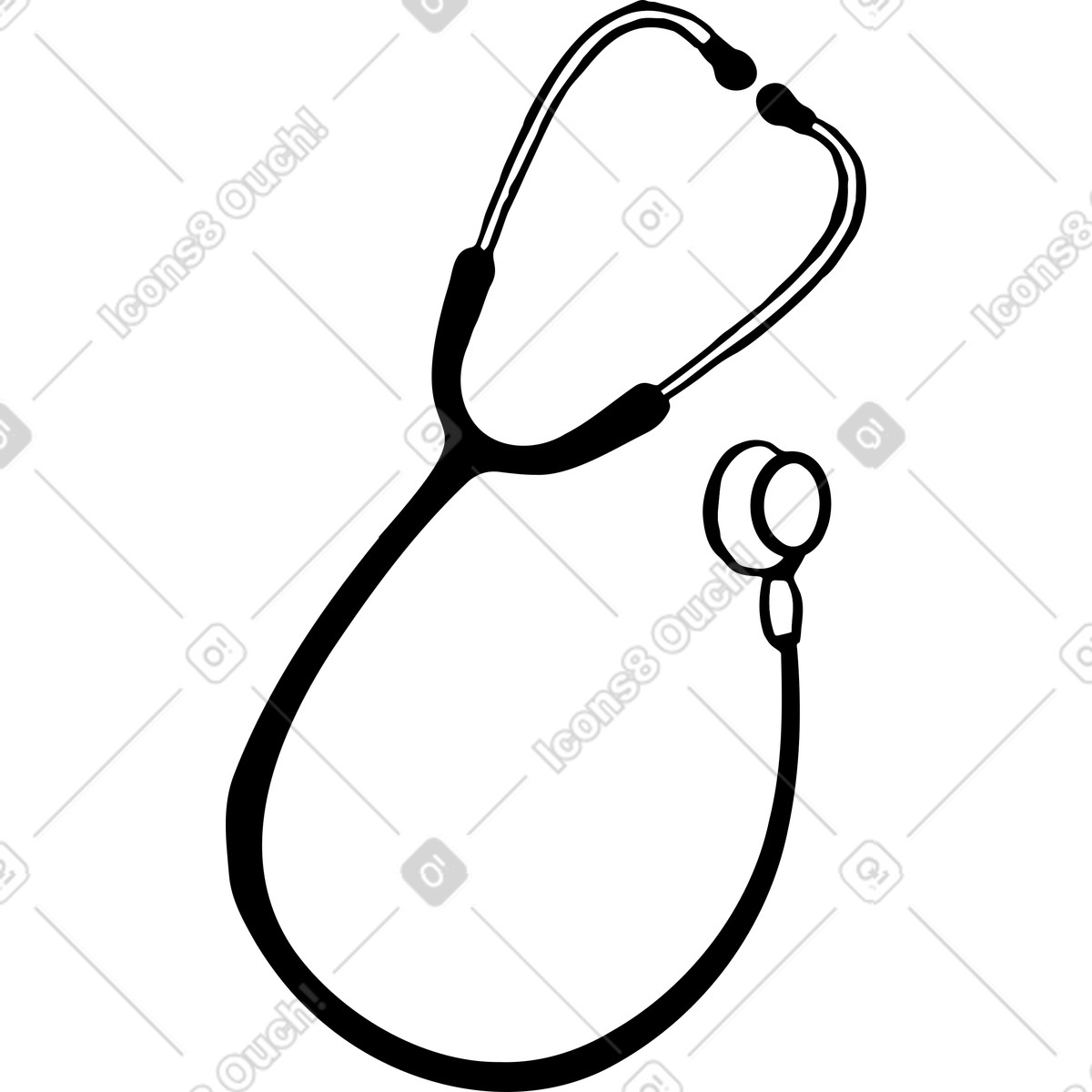 Stethoskop-Illustration im Journal-Stil als Download in PNG, SVG