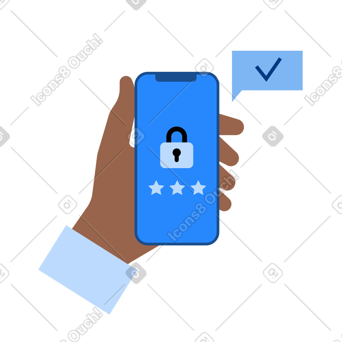 User verifying password on smartphone, Secure login process illustration in Urban style download in PNG, SVG
